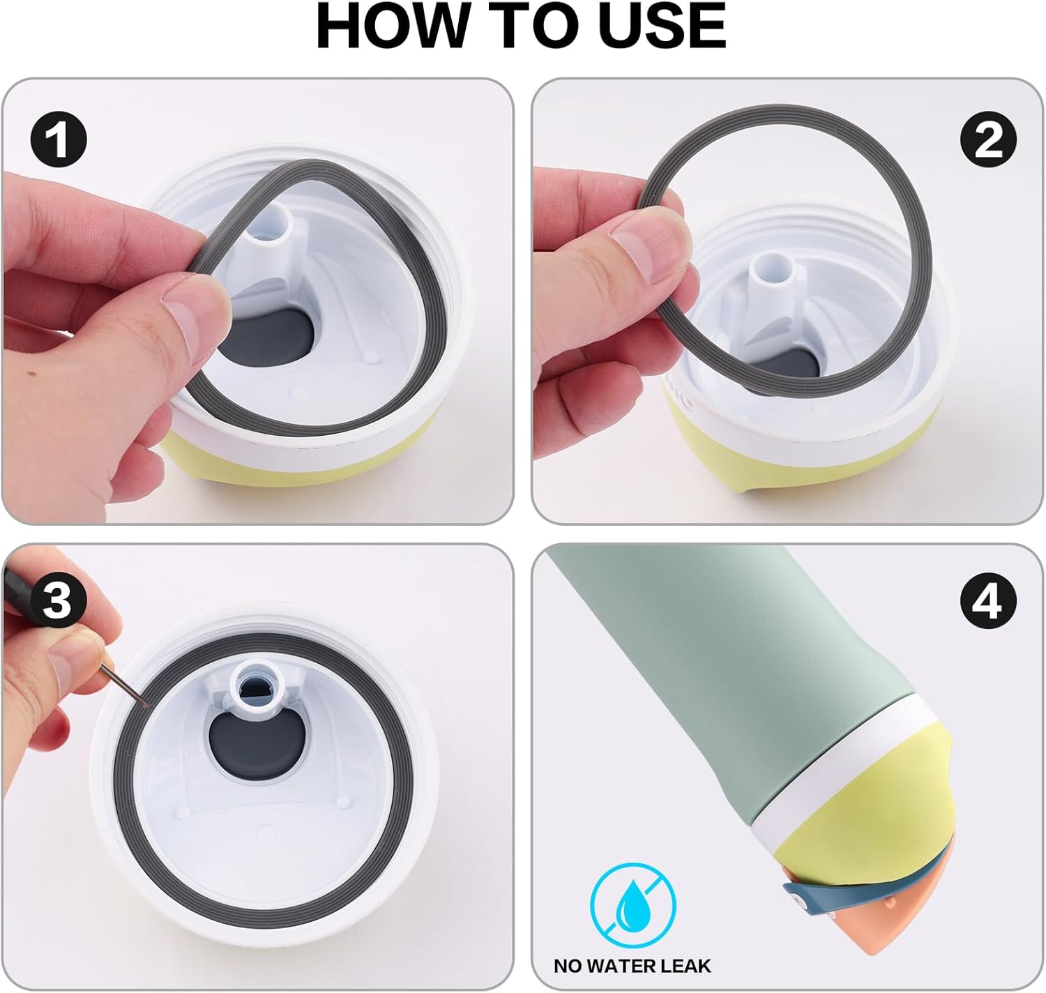Owala Rubber Gasket Replacement | O Ring Seal for FreeSip Water Bottles & Tumblers - 4 Pack Silicone Seals