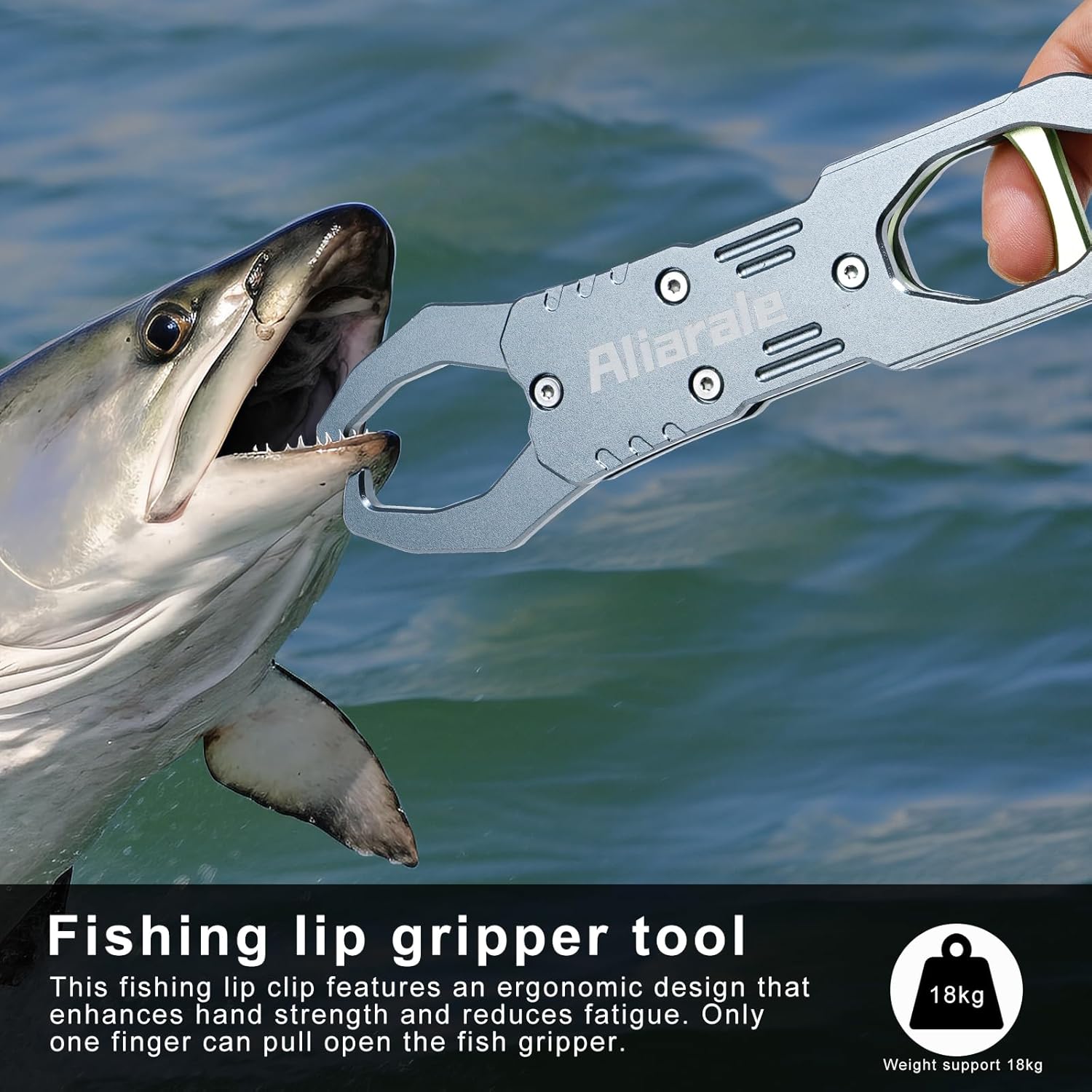 Skiennix Fish Lip Gripper - Professional Aluminium Alloy Fish Holder with 40 lb Weight Scale & 360° Rotation
