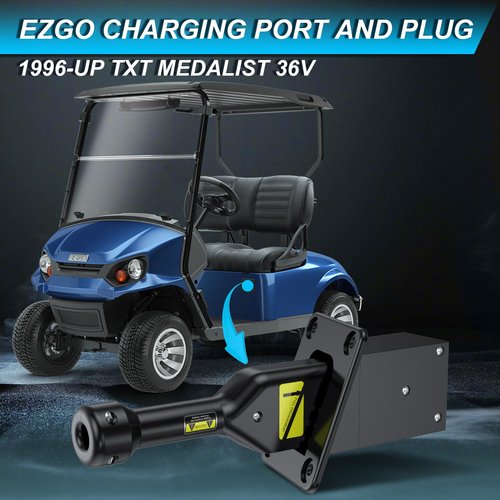 Enekerp 36V EZGO PowerWise Charger Receptacle and W/Handle Plug, Golf Cart Charging Port and Plug for EZGO Medalist&TXT 1996-UP Electric Golf Carts, OEM# 73345-G01 73063-G01