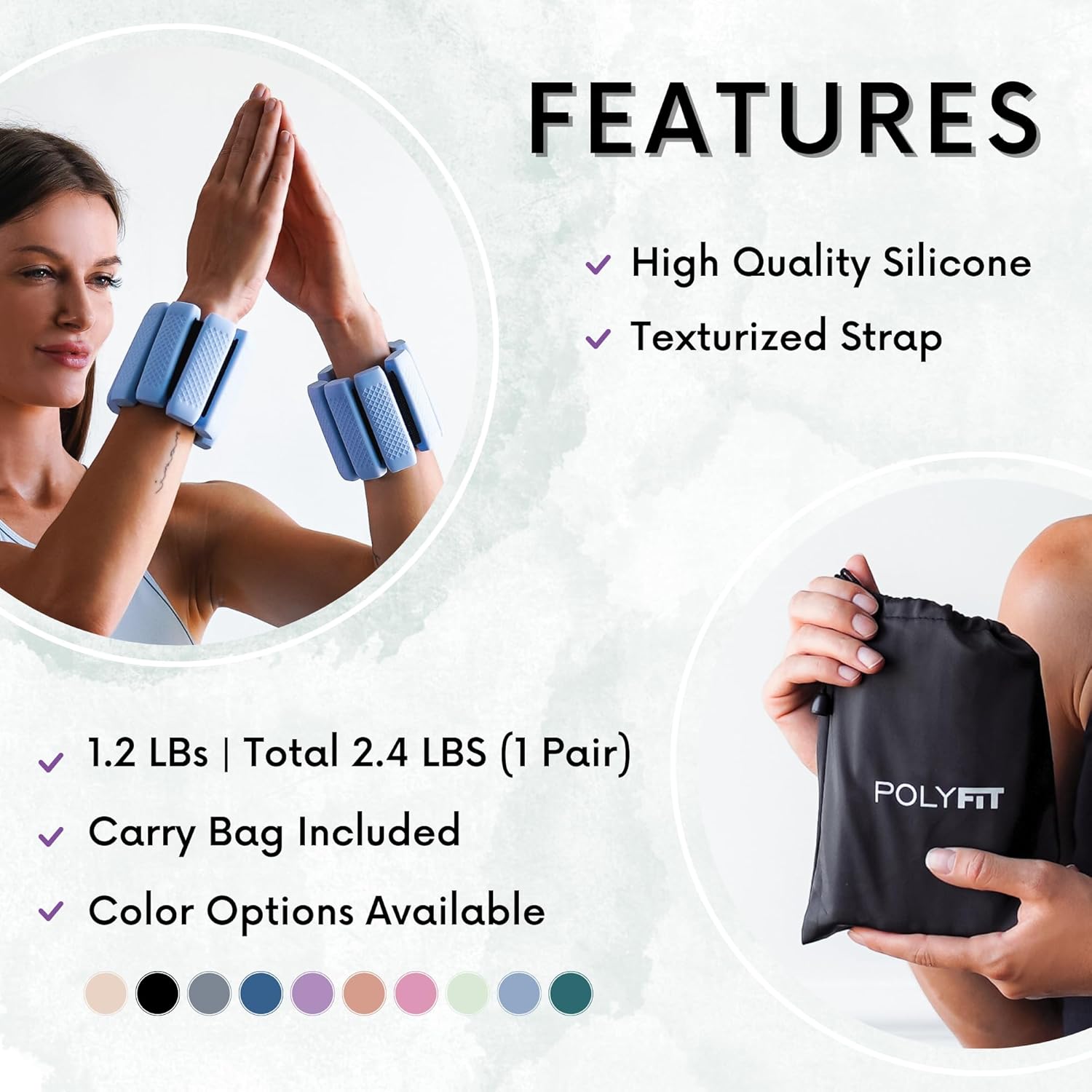Polyfit Wrist & Ankle Weights - Versatile Wearable Weights for Exercise, Yoga, Running | 1 Pair