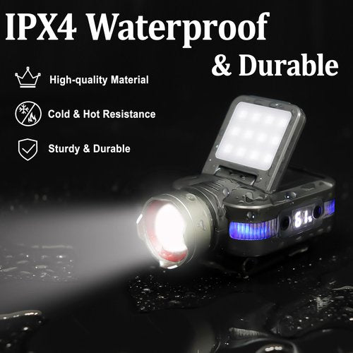 ISUNMEA Hard Hat Clip Lights, 800lm Rechargeable Clip on Cap Lights, 180° Adjustable Waterproof Bright Headlamp Flashlight Led Hat Light for Running, Fishing, Camping, Hunting, Working