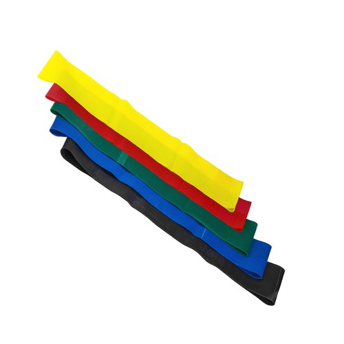 CanDo Resistance Exercise Band Loops, 5pc Set (X-Light - X-Heavy) 15 inch, for Workouts, Exercise, Yoga, Training at Home or Gym, Durable Latex Fitness Bands