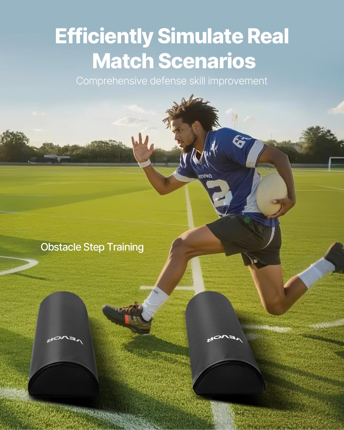 VEVOR Football Tackling Dummy, 42.5 in PVC Step Over Dummy, High-Density Sponge Blocking Pad Equipment, Heavy Duty Tackle Dummies with Handles, Great for Footwork Drills Sports Training Practice, 2PCS