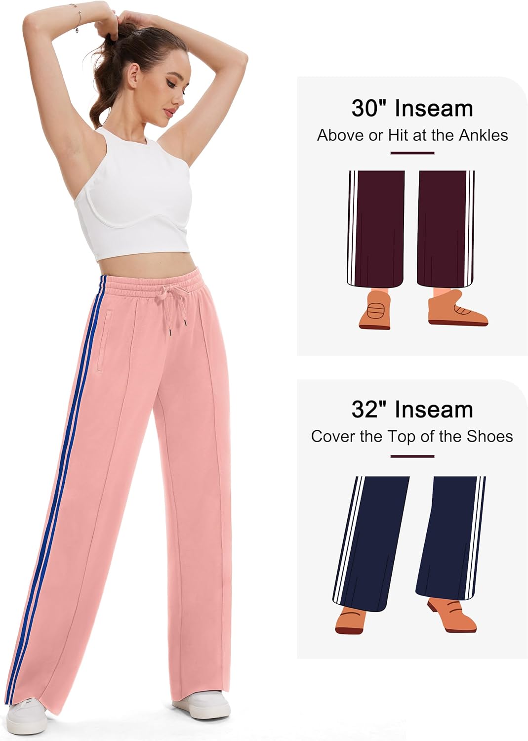 Tapata Women's Track Pants - Loose Straight Leg Jogging Sweatpants for Athletic Comfort | Sizes 28-36