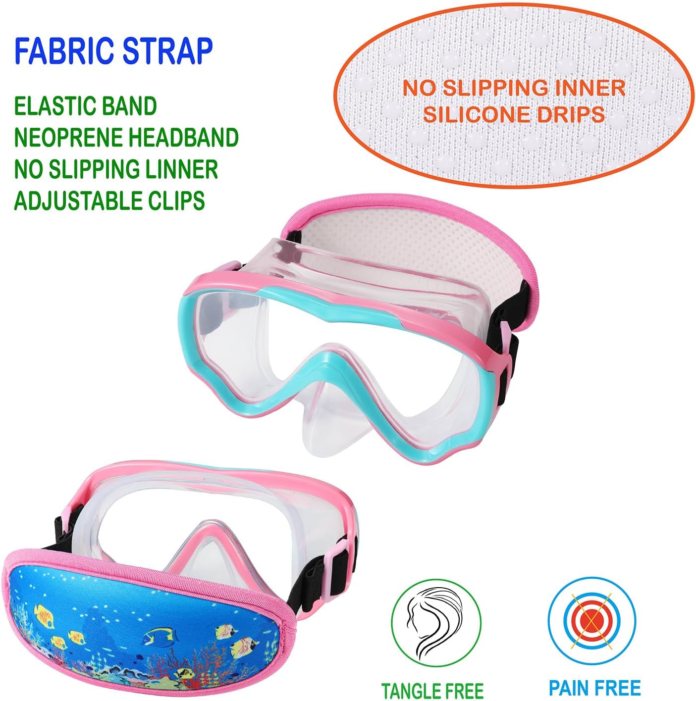 Skiennix Swim Goggles for Kids 6-14 | No Tangle Strap & Nose Cover for Youth Diving