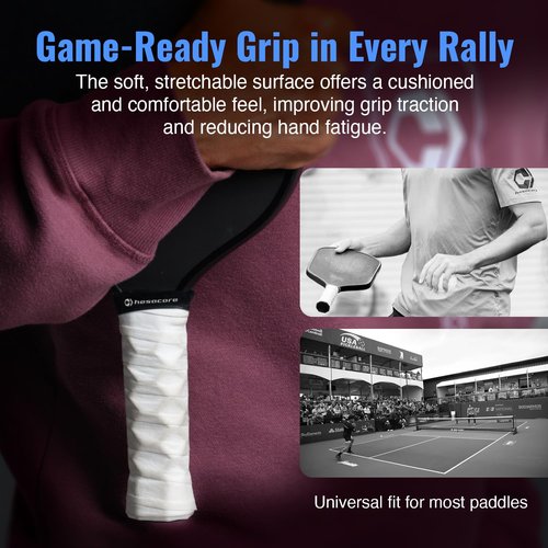 Hesacore Hesatac Overgrip Tape – 12 Pack – Black – for Pickleball, Padel & Tennis – Sweat Absorbing, Soft, Anti-Slip, Stretchable Overgrip