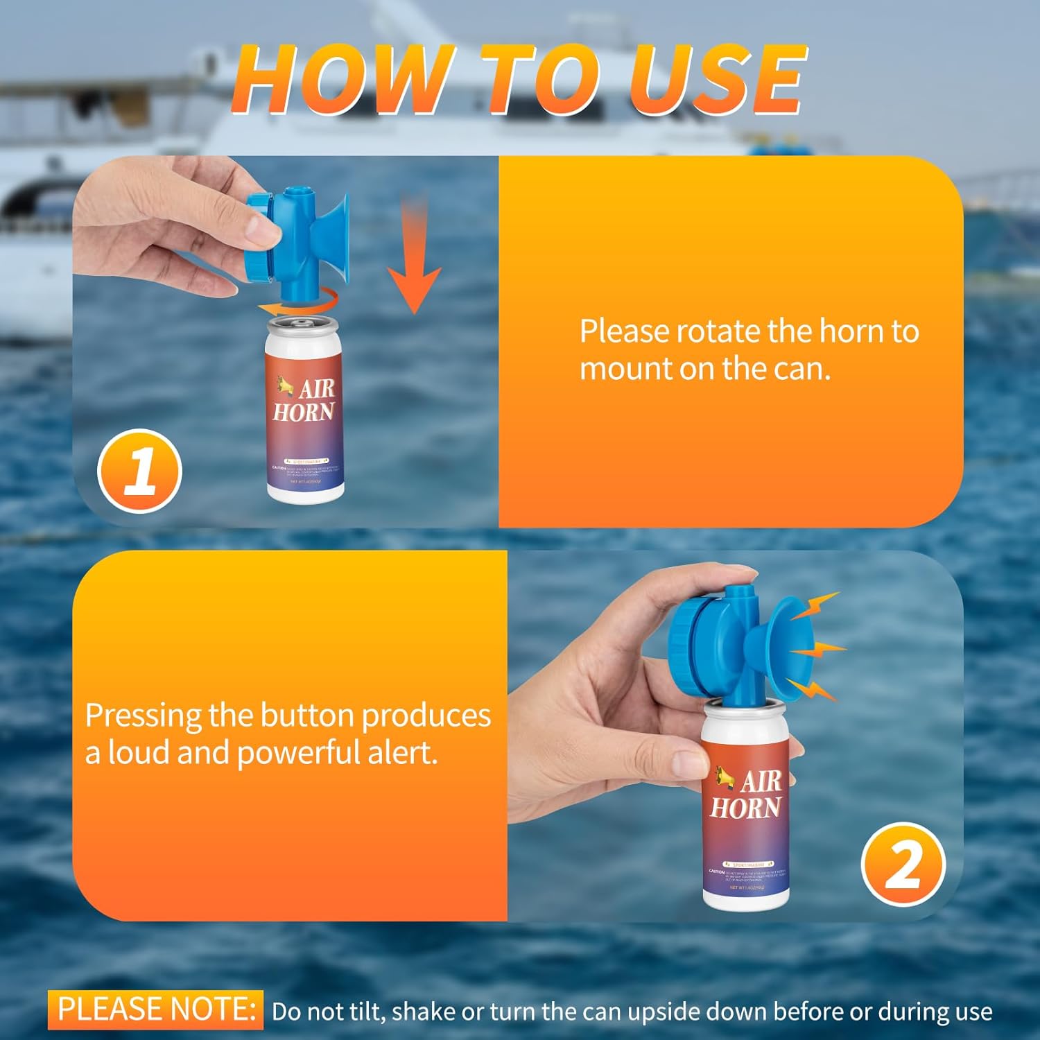 Air Horns - Loud Marine Safety Signal | 1.4oz Mini Handheld for Boating, Camping & Events