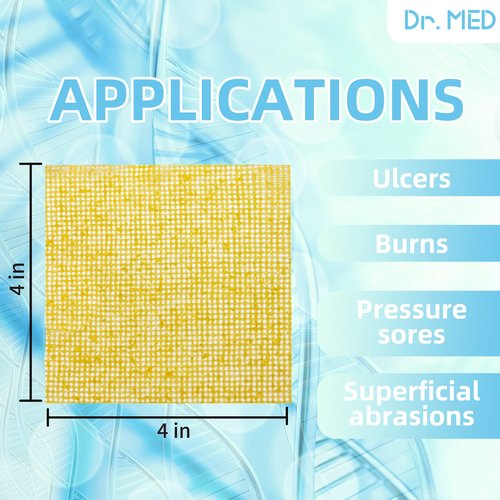 Dr. Med Manuka Honey Gauze Dressing 4" x 4", (5 PCS/Box) Honey Medical Bandage Wound Care Patch for Minor Abrasions, Cuts, Lacerations, Scald and Burns for Wound Healing, Chemical and Drug Free