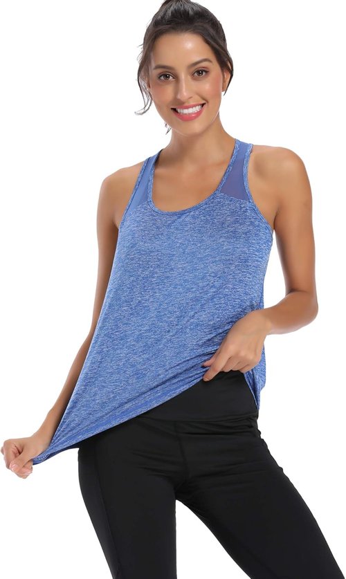 Aeuui Women's Racerback Tank Tops - Mesh Yoga Shirts for Athletic Running | Sleeveless Gym Wear