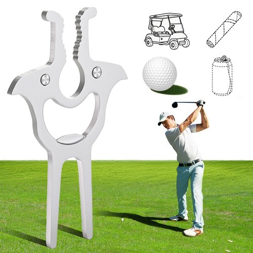 Scricor 4 in 1 Golf Multi-Tool,Portable Magnetic Holder for Golf Cart,Metal Magnetic Golf Cart Holder Accessories with Divot Tool, Bottle Openers Black 1PCS