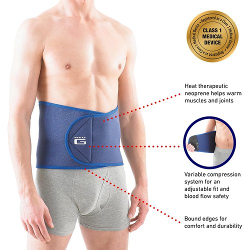 Neo-G Waist/Back Brace - Support For Muscle Spasm, Strains, Arthritis, Injury Recovery, Rehabilitation - Power Straps For Adjustable Compression - Class 1 Medical Device - One Size - Blue