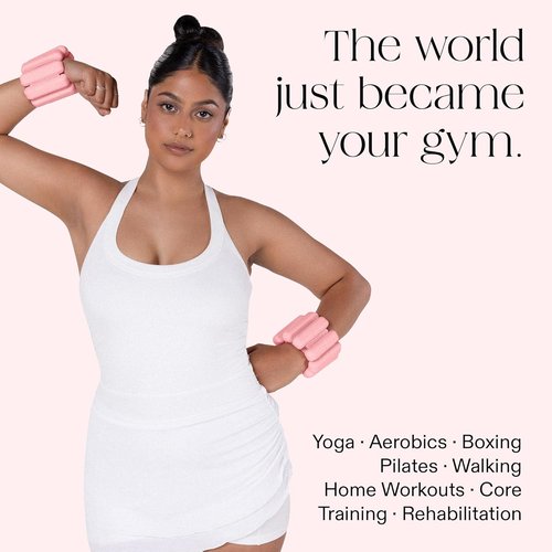 Bala Bangles Adjustable Wrist & Ankle Weights - Soft Silicone Bands for Pilates, Yoga & Home Workouts
