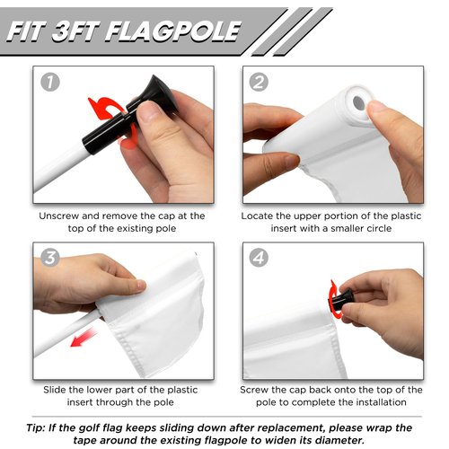 KINGTOP Golf Flag 8x6 Inch - Plain White, 420D Nylon, Tube Inserted - Mini Practice Putting Green Flags for Yard, 6-Pack