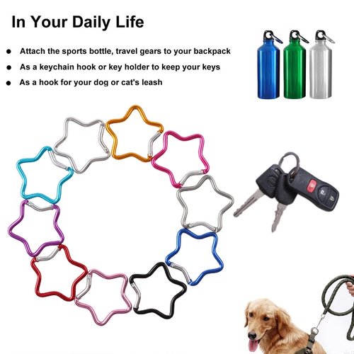 OMUKY Multicolor Carabiners Hook Clips Camping Accessories Buckle for Outdoor Hiking Traveling (Stars-10pcs)