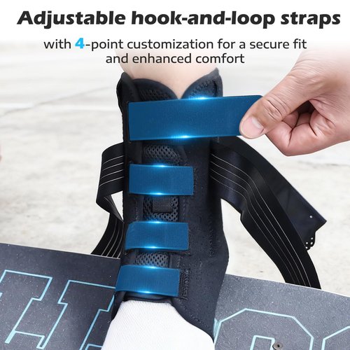 Ankle Brace for Sprained Ankle, Ankle Brace for Women Men Adjustable & Air Fabric Cool With 2 Removable Side Splints, Ankle Stabilizer for Basketball, Volleyball, Sports, Injury Recovery (Medium)