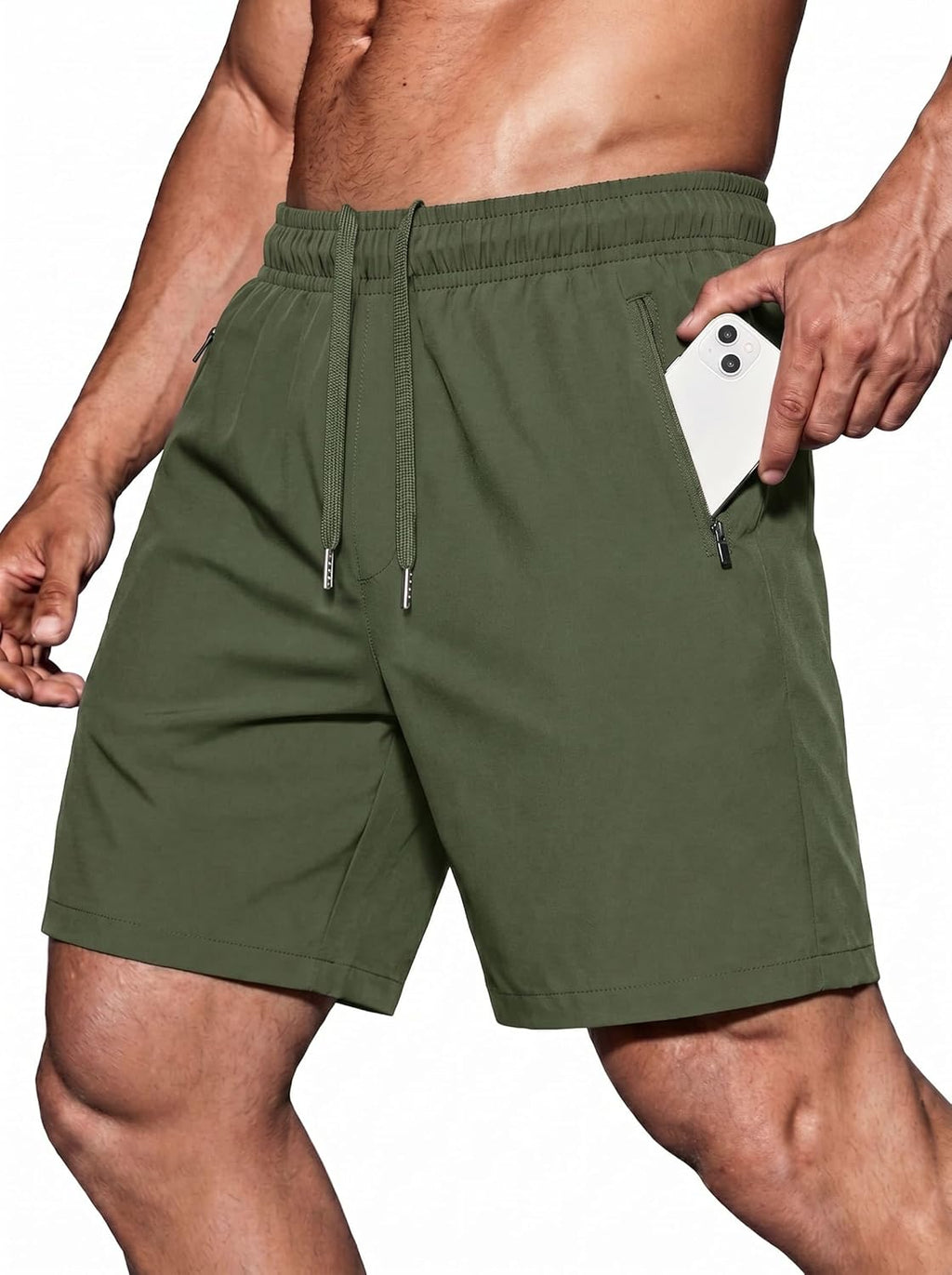 Sailwind Men's Athletic Running Shorts - Quick Dry Lightweight Workout Shorts with Zipper Pockets | 7" Length