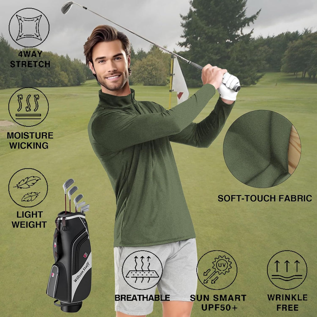 Skiennix Men's Quarter Zip Pullover - UPF 50+ Moisture-Wicking & Breathable Golf Shirt
