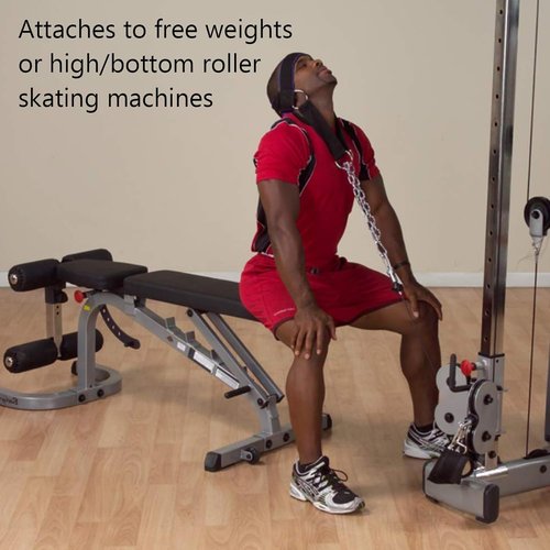 Neck Harness for Weight Training, Neck Trainer with Adjustable Heavy Duty Steel Chain and Strap, Increases Neck Core Strength and Supports Injury Recovery, Neck Exerciser for Home and Gym