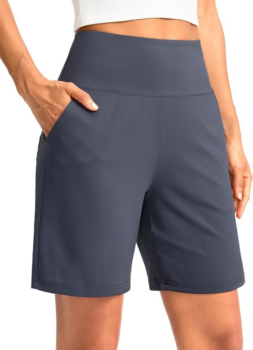 G Gradual Women's Bermuda Shorts - High Waisted, Knee Length with Pockets for Athletic Walking | 9" Size