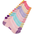 Comfoex 12 Pairs Girls Athletic Ankle Socks for 4-6 6-8 8-10 Years Old Cotton Short Socks for Little Big Kids
