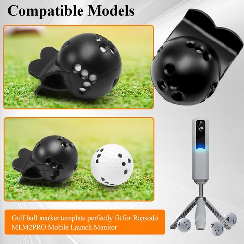 WFCYX 1 Pc Black Golf Ball Marker Template, Compatible with Rapsodo MLM2PRO Mobile Launch Monitor, Golf Ball Alignment and Identification Tool, Lightweight and Portable, Long-Lasting Durability