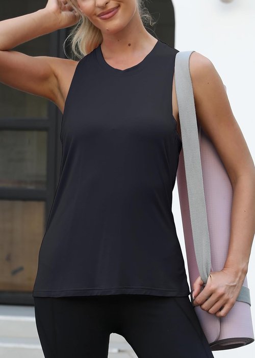 Mippo Workout Tops for Women - Open Back Cross Backless Athletic Tank | Loose Fit Yoga Shirt