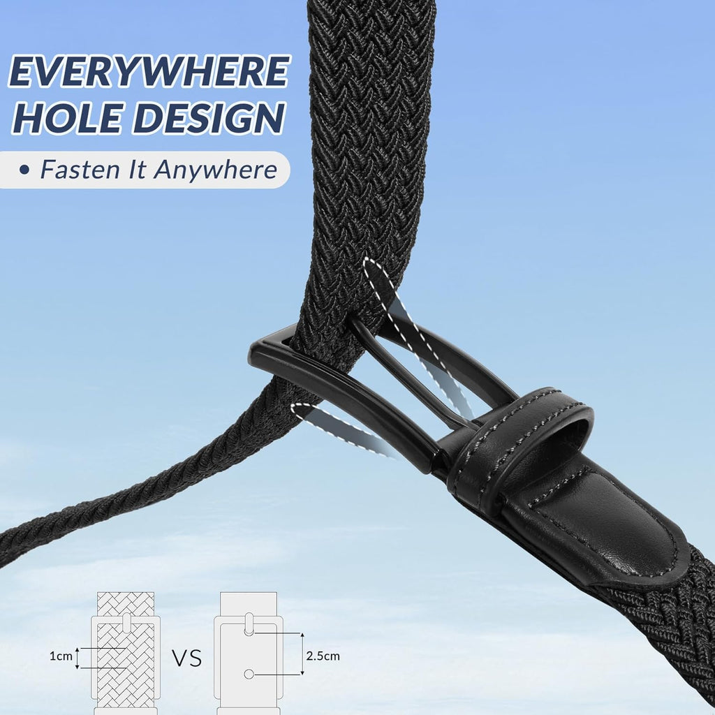 Beltroad Elastic Braided Golf Belt - Lightweight No-Hole Design | Breathable Stretch for Casual Wear