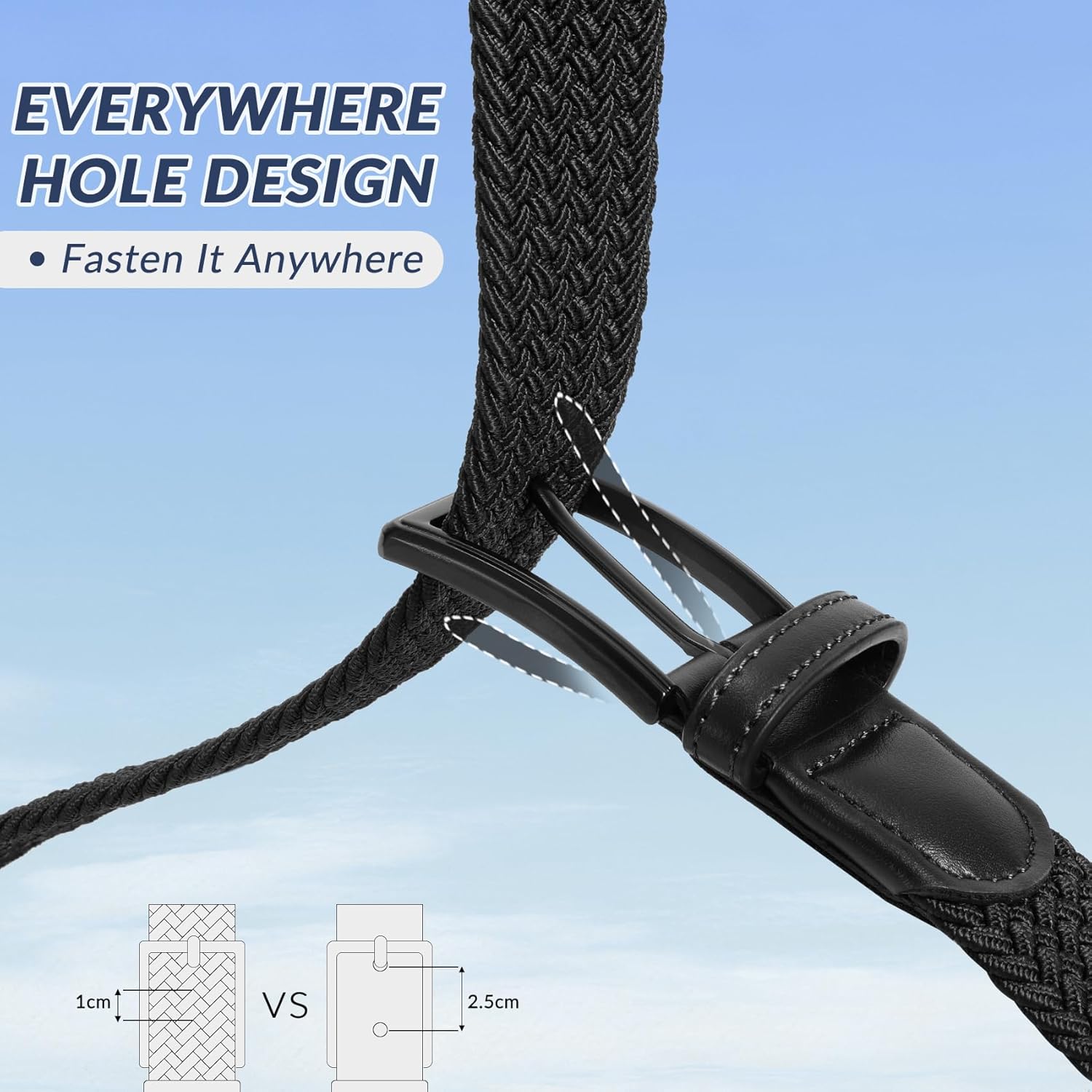 Beltroad Elastic Braided Golf Belt - Lightweight No-Hole Design | Breathable Stretch for Casual Wear