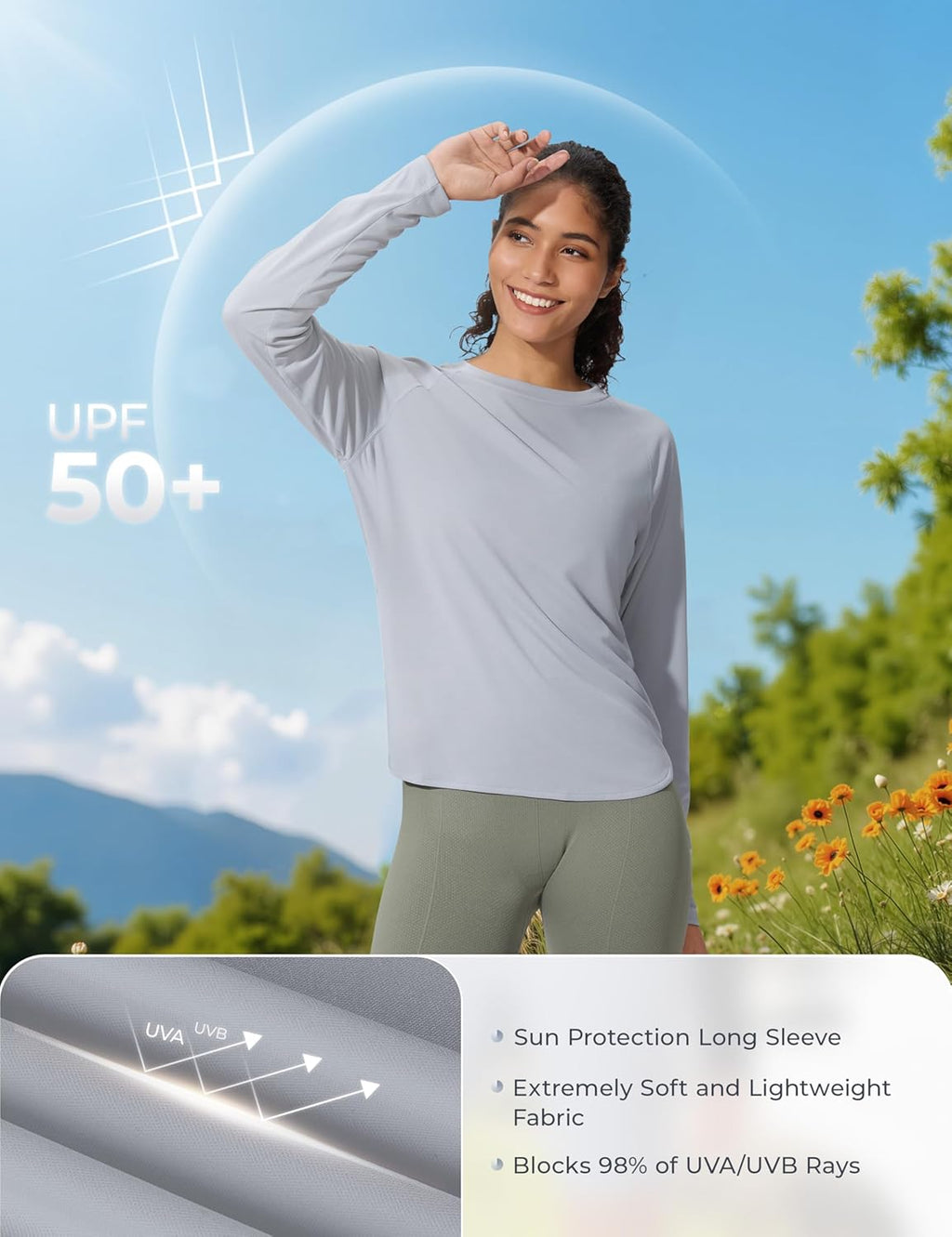 Skiennix Women's Sun Shirts - UPF 50+ Long Sleeve UV Protection Tops for Outdoor Hiking | Lightweight Quick-Dry