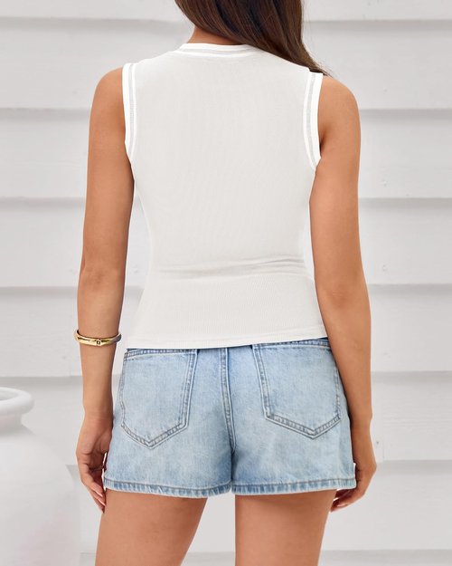 BTFBM High Neck Tank Top - Sleeveless Ribbed Y2K Style for Women | Perfect for Spring & Summer Outfits