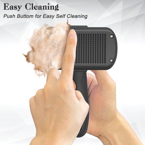 Dipoo Self-Cleaning Shedding Brush - Skin-Friendly Grooming Tool for Dogs & Cats | Effective Hair Removal for All Coat Types, Black
