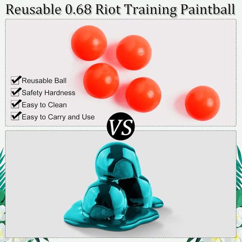 Civaner 68 Caliber Reusable Projectiles - Solid Plastic Nylon Paintballs for Defense & Practice