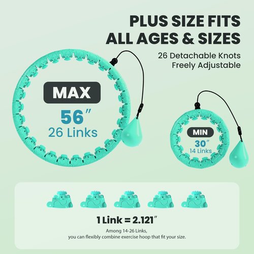 Weighted Hula Infinity Fitness Hoop for Adult Weight Loss, 2 in 1 Smart Fitness Workout Hula Circle Hoops with 26 Detachable Knots, Exercise Fit Hoop Suitable for Women and Beginners