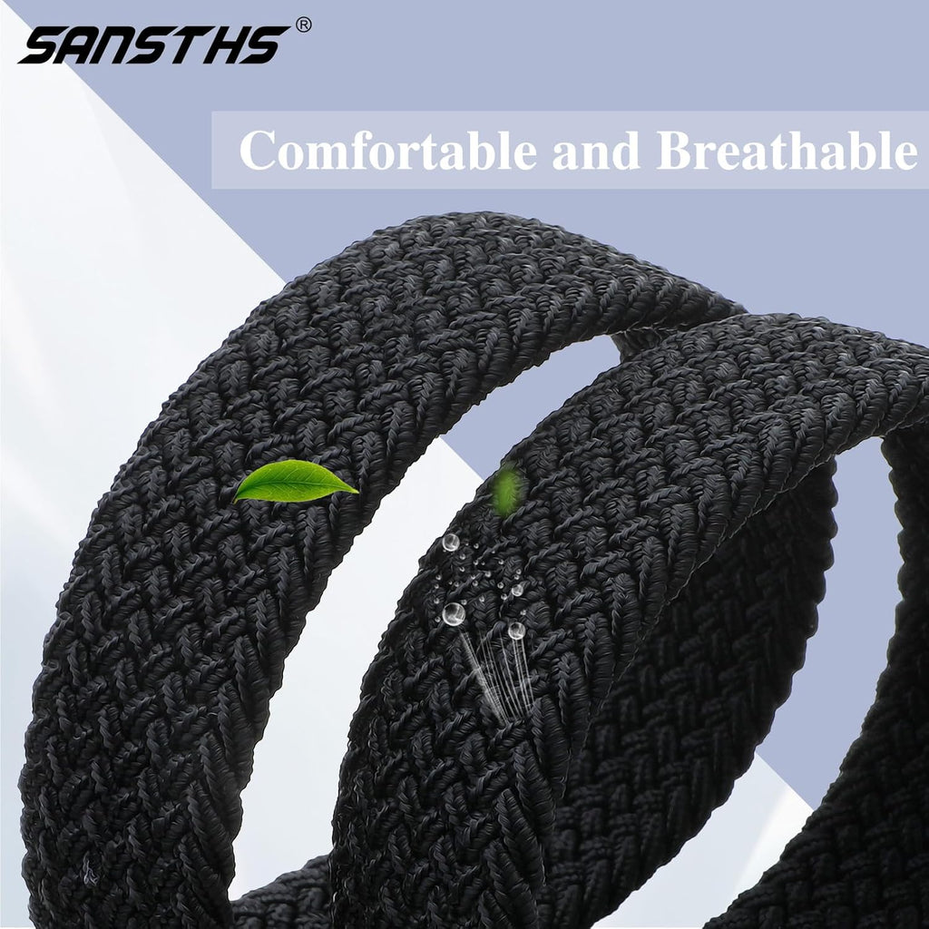 SANSTHS Golf Belt - Elastic Braided Design with Metal Buckle for Men & Women | Stretch Webbing for Casual Wear