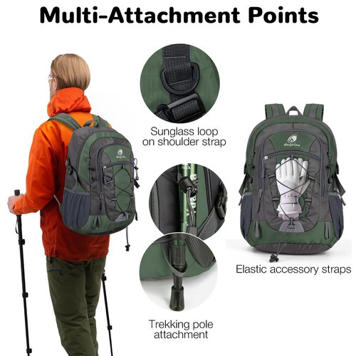 Outplea 25L Small Hiking Backpack Daypack for Men Women, Waterproof Outdoor Backpack with Chest Strap for Camping, Green