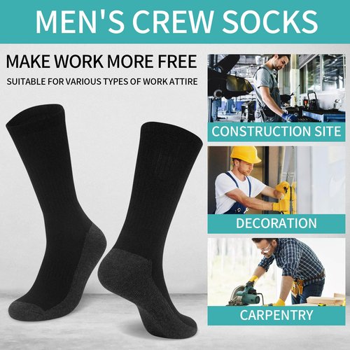 Usavemo 30 Pairs Mens Crew Athletic Socks Cushion Running Ourdoor Sports Work Socks for Men Size 10-13