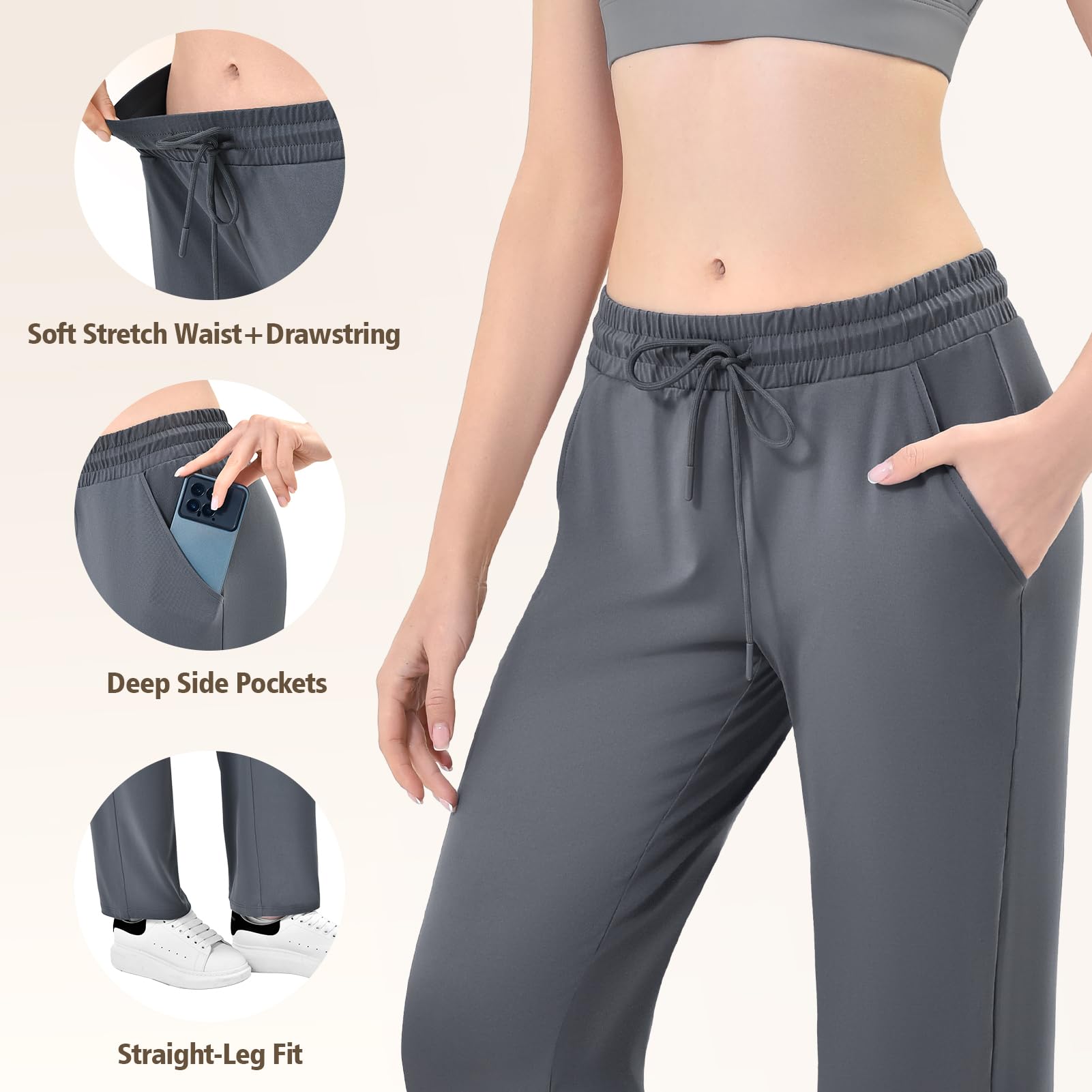 Walifrey Wide Leg Sweatpants for Women, Baggy Track Pants with Poackets Drawstring for Joggers Casual Wear(Black L)