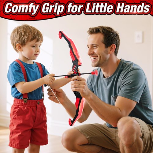HYES Bow and Arrow Set - LED Light Up Archery Kit with 12 Suction Cup Arrows & Targets | Indoor Outdoor Fun for Kids Ages 4-12