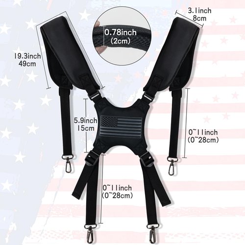 RVRAYS Golf Bag Straps Replacement Golf Adjustable Waterproof Golf Bag Backpack Straps Double Shoulder Golf Bag Carry Strap 4 Metal Swivel Hooks USA Flag