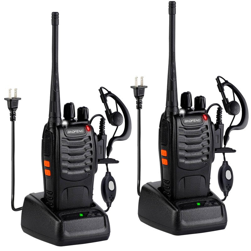 BAOFENG Walkie Talkies 888S Rechargeable Long Range with Earpieces for Adults, 16 Channel Professional Radio Handheld Two Way Radios Li-ion Battery and Charger Included