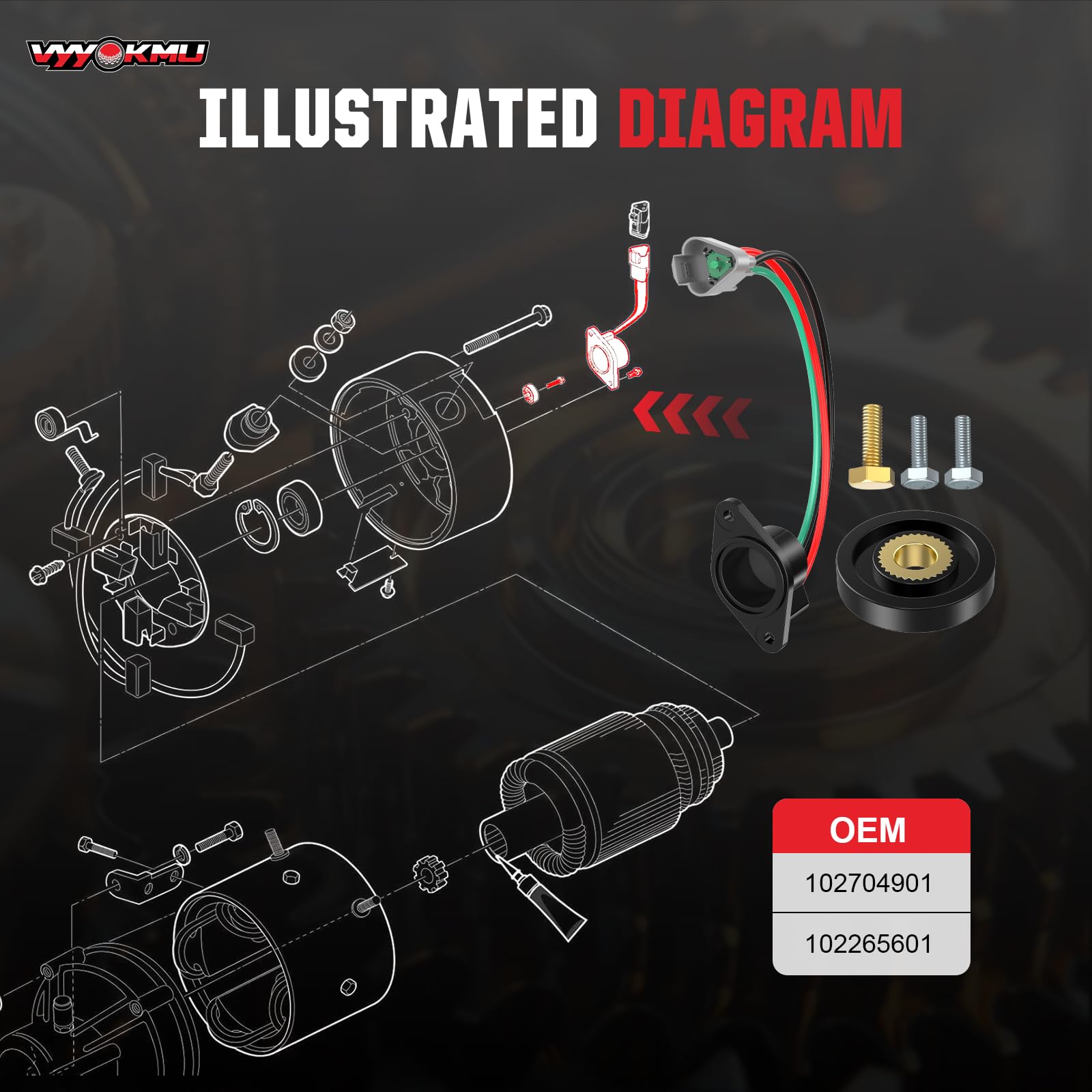 VYYOKMU Club Car Precedent Golf Cart Speed Sensor with High Speed Magnet, Club Car Speed Sensor Upgrade for 48V Club Car DS & Precedent 2004-UP ADC Motor, OEM 102704901 102265601 (2-8 MPH Increase)