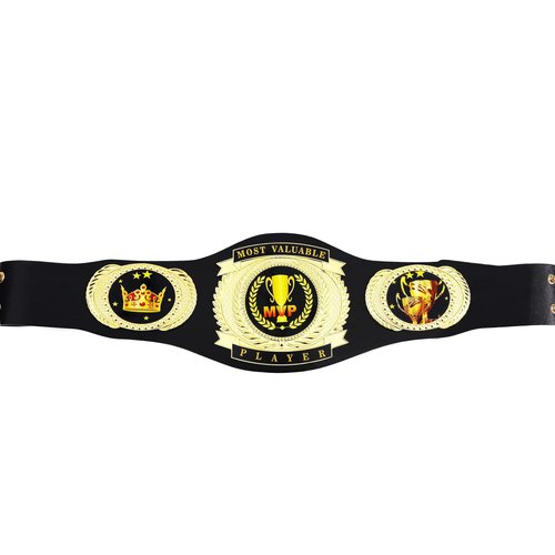 CHXIXUE MVP Championship Belt Most Valuable Player Champion Belt Trophy Award Gift Wrestling Belt Real Leather Adult Size, Large, gold