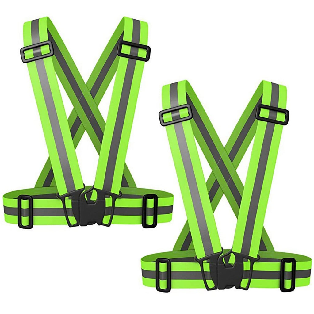 SAGOOITS Reflective Safety Vest 2pcs - High Visibility Vest Adjustable Straps for Outdoor Jogging, Cycling, Walking,Construction Workers,Traffic Control,and Outdoor. Fits Men Women (Green