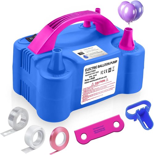 Electric Balloon Pump,110V 600W Portable Dual Nozzles Balloon Pump,Air Pump Balloon Blower for Party Decorations with Tying Tool
