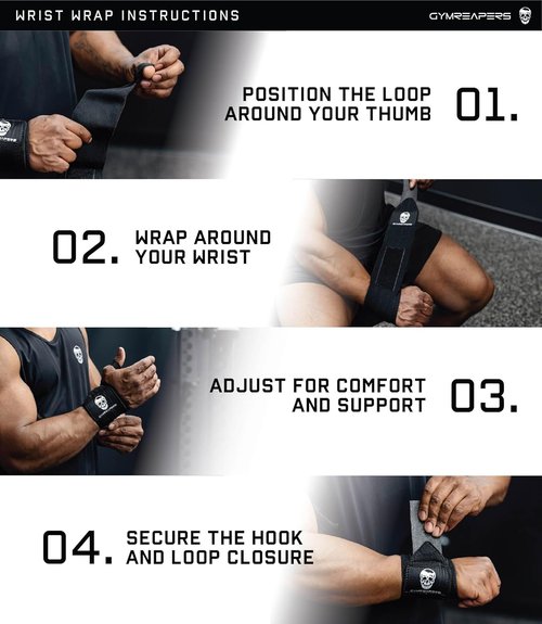 Gymreapers Weightlifting Wrist Wraps - IPF Approved 18" Professional Support with Heavy Duty Thumb Loop for Powerlifting & Bodybuilding