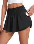 CRZ YOGA Athletic Shorts with Ruffle Skirt Overlay - High Waisted, Flowy Design for Workout & Tennis
