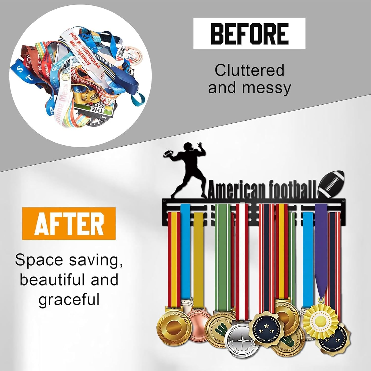 Resama Medal Hanger | Wall Display Rack for 60 Medals - Perfect for Soccer & Gymnastics Awards
