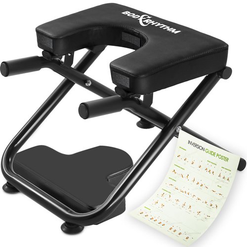 BODYRHYTHM Yoga Headstand Bench, Yoga Inversion Chair, Headstand Trainer for Relieve Stress, Improve Sleep & Digestion and Strength Training, Ideal for Home Workout, Fitness and Gym (Black)