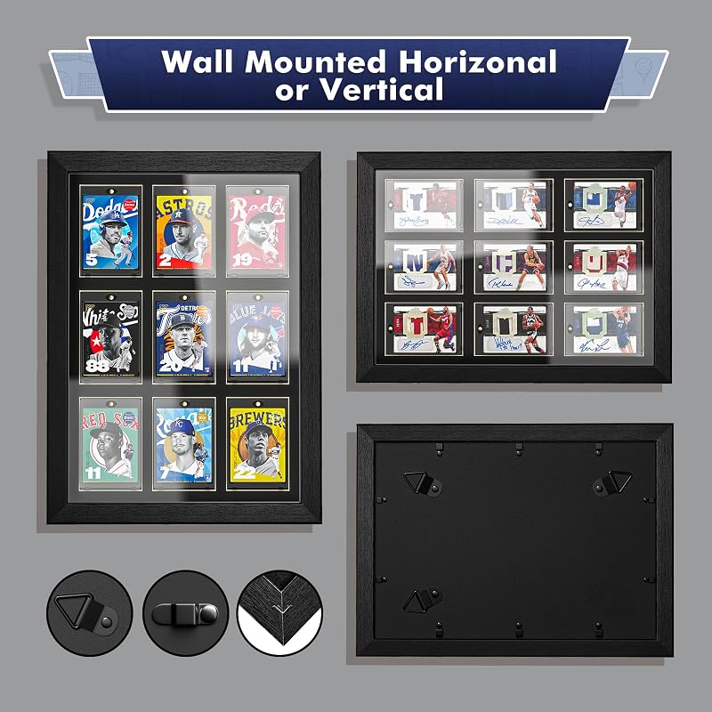 9 Card-Black Magnetic Card Display Frame with UV Protection