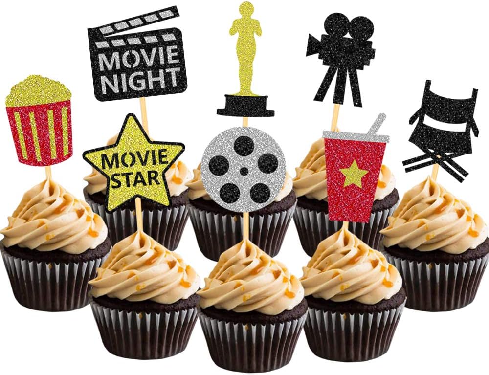 Regine Switzerland Theater Cupcake Toppers - Fun Movie Night Party Decorations | Set of 24